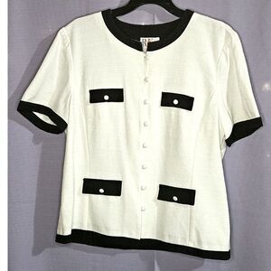 R&K Originals, Black, Cream, Top, Size: 14